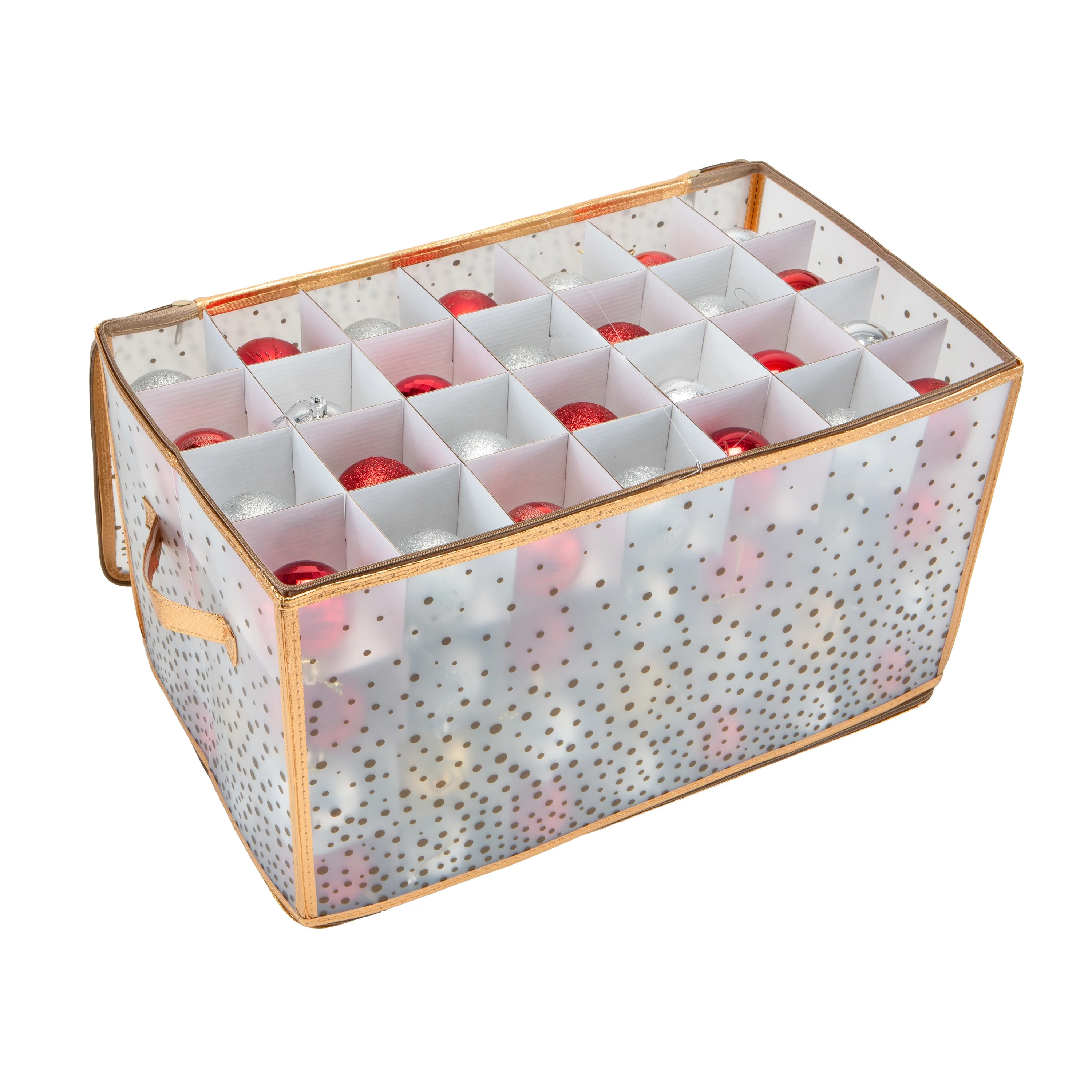 Simplify 112-Count Christmas Holiday Plastic Ornament Organizer Box, Gold | Walmart (US)