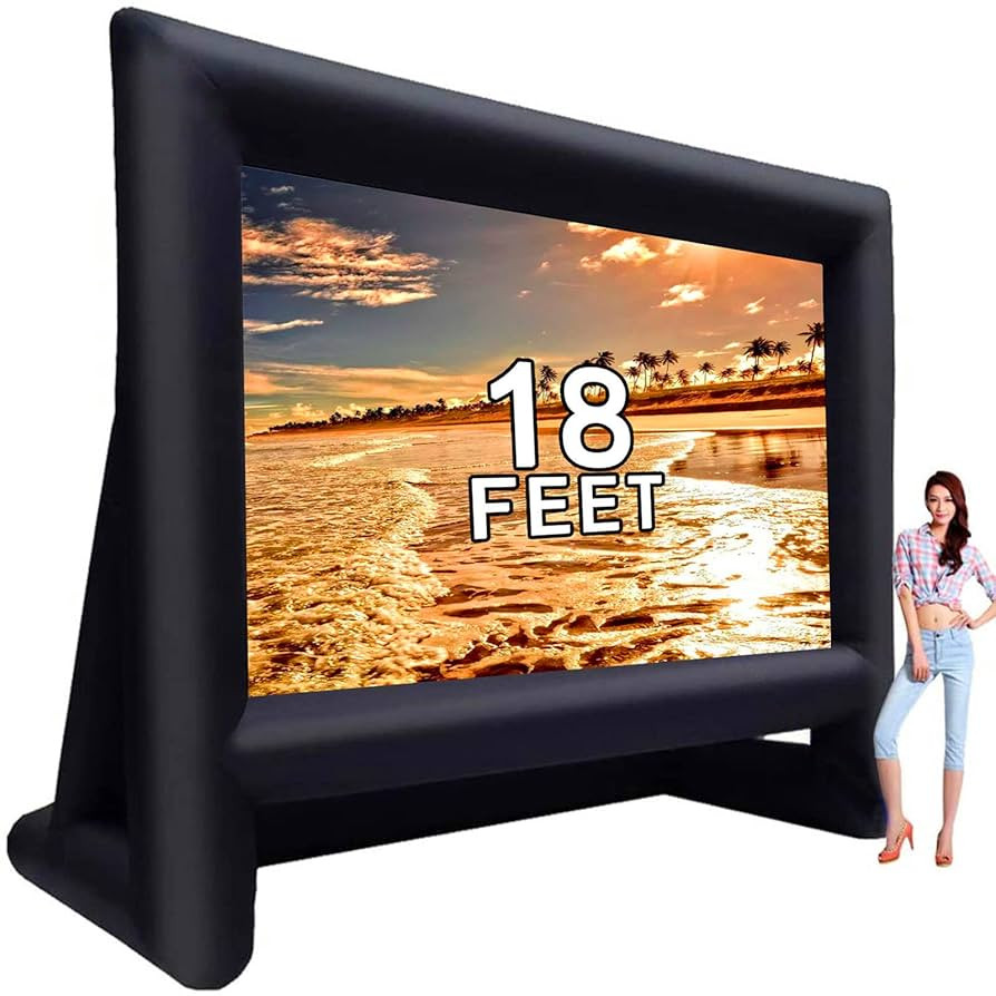 18 feet Inflatable Outdoor Projector Movie Screen - Package with Rope, Blower, Tent Stakes - Port... | Amazon (US)