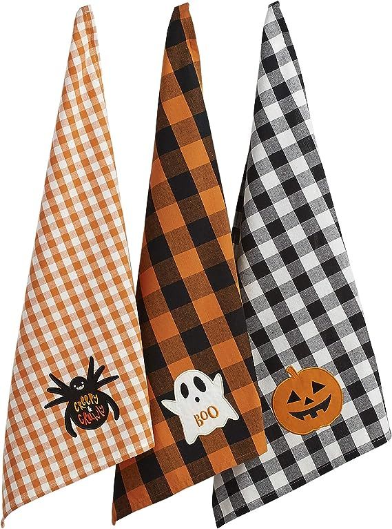 DII Happy Halloween Dishtowel Collection Embellished Cotton Kitchen Hand Towel Set, 18x28, Spooky... | Amazon (US)