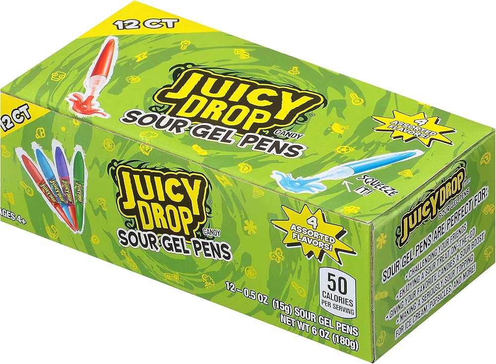 Juicy Drop Sour Gel Pen Halloween Candy Pack of 12 - Sour Liquid Candy Variety in Assorted Fruity... | Amazon (US)