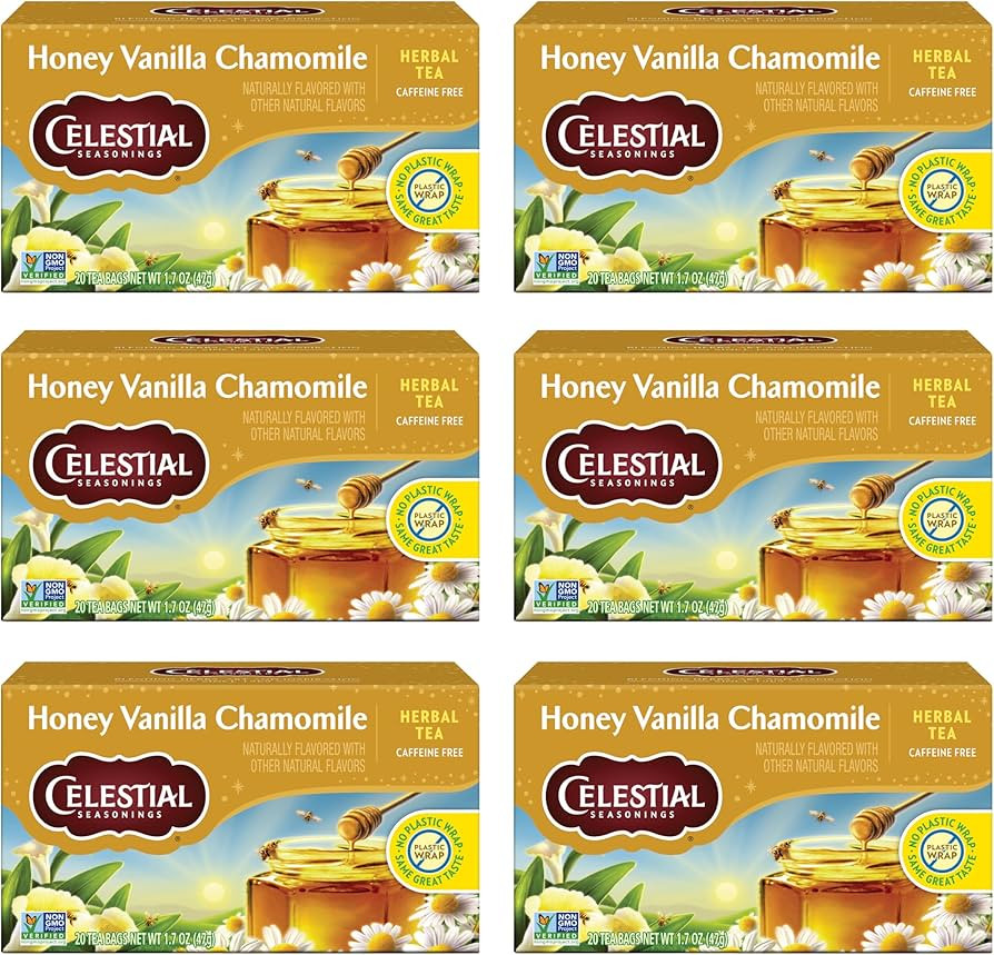Celestial Seasonings Chamomile Tea Bags - Honey Vanilla Herbal Tea, Caffeine Free, 20 Bags Per Bo... | Amazon (US)