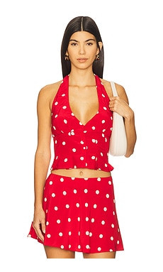 MAJORELLE Deanna Halter Top in Cherry Red Polka Dot from Revolve.com | Revolve Clothing (Global)