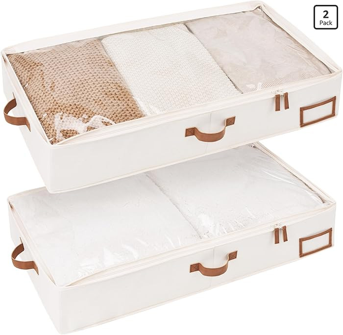 StorageWorks Large Under Bed Storage Containers with Handles and Label Holder, 2 Pack Ultra-thick... | Amazon (US)