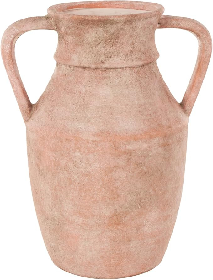 Deco 79 Ceramic Antique Style Vase with Handles, 9" x 7" x 12", Pink | Amazon (US)