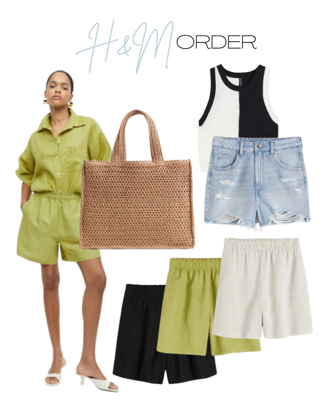 Recent H&M order! Last day of the sale.

Linen shorts. Denim shorts. Rib knit cropped tank. Straw beach bag. Linen two piece set. 

#LTKsalealert #LTKstyletip #LTKunder50