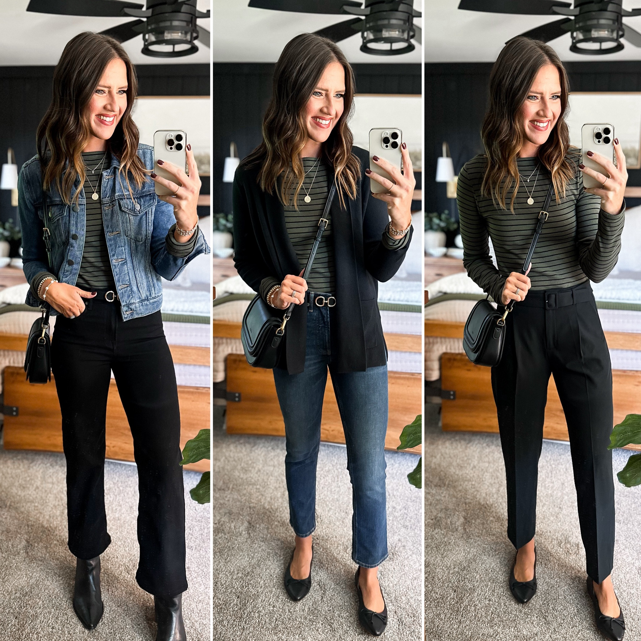 Fall Capsule Wardrobe - Green Stripe Shirt 

Stripe shirt - small tall 
Black jeans - size 26 
Linking similar denim jacket 
Black cardigan - small 
Dark wash jeans - size 26 
Black dress pants - size 2 


#LTKFindsUnder50 #LTKStyleTip #LTKFindsUnder100