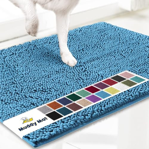 Muddy Mat® | Super Absorbent Door Mat Indoor, Microfiber Quick Dry Chenille Entryway Rug, Non-Slip Front Door Mat, Indoor Mats for Entryway, Machine Washable Pet Rug, Sky Blue 24"x36" | Amazon (US)