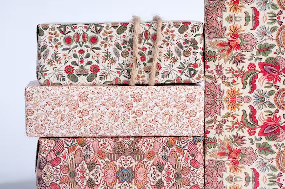1800's English Wrapping Paper  Red Hues | Etsy | Etsy (US)