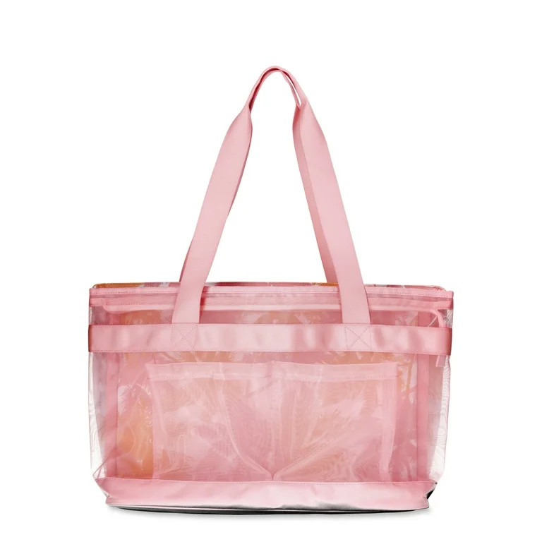 No Boundaries Women's Double Cooler Tote Bag, Mystic Coral Palm - Walmart.com | Walmart (US)