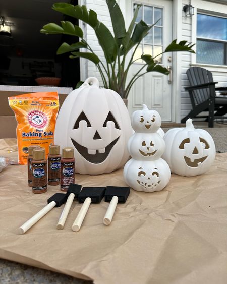 Everything we used for the pottery barn DIY! Found these ceramic pumpkins that are such good quality, love them!!! I also linked the $5 ones I got for Oliver to paint 🥰 such a fun DIY to do with your little! 

Halloween DIY, Halloween pumpkins, sale alert, ceramic pumpkin, Jack-o-lantern, acrylic paint 

#LTKhome #LTKfamily #LTKSeasonal