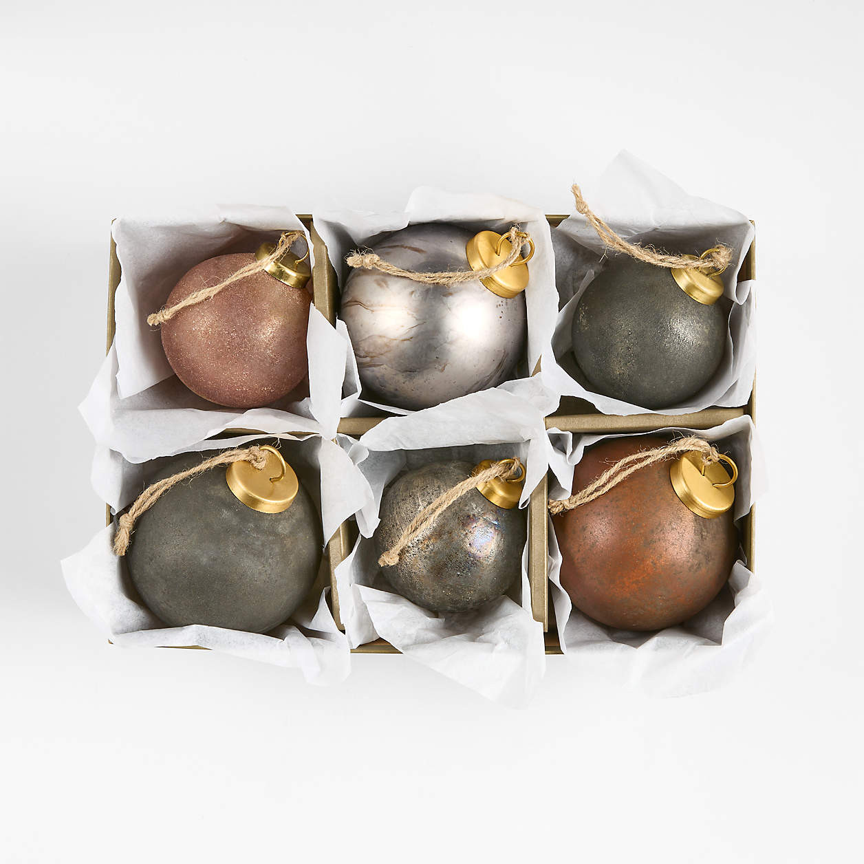 Rizzo Textured Ball Christmas Tree Ornaments by Leanne Ford, Set of 6 + Reviews | Crate & Barrel | Crate & Barrel