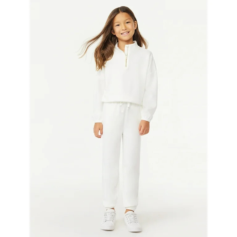 Scoop Girls Scuba Knit Mock Neck Sweatshirt and Joggers, 2-Piece Outfit Set, Sizes 4-18 | Walmart (US)