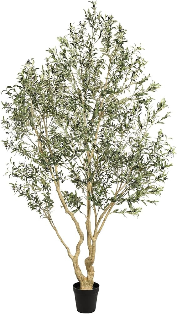Realead Artificial Olive Tree 9ft - Large Faux Olive Tree with Realistic Leaves and Olives - Full... | Amazon (US)