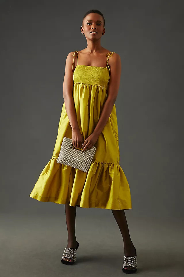 Dhruv Kapoor Smocked Cerise Dress | Anthropologie (US)