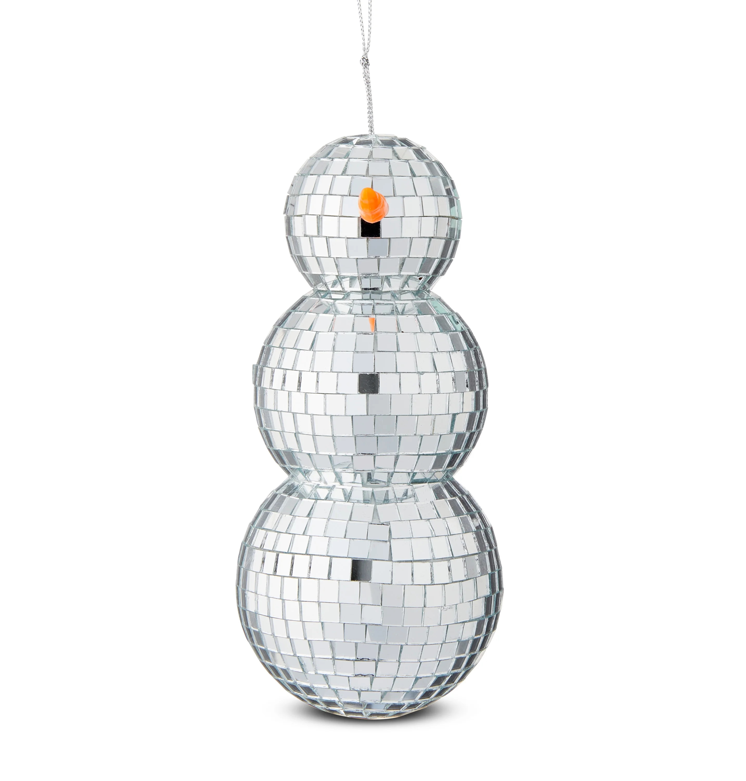 Silver Disco Ball Snowman Christmas Ornament, 6 in, by Holiday Time | Walmart (US)