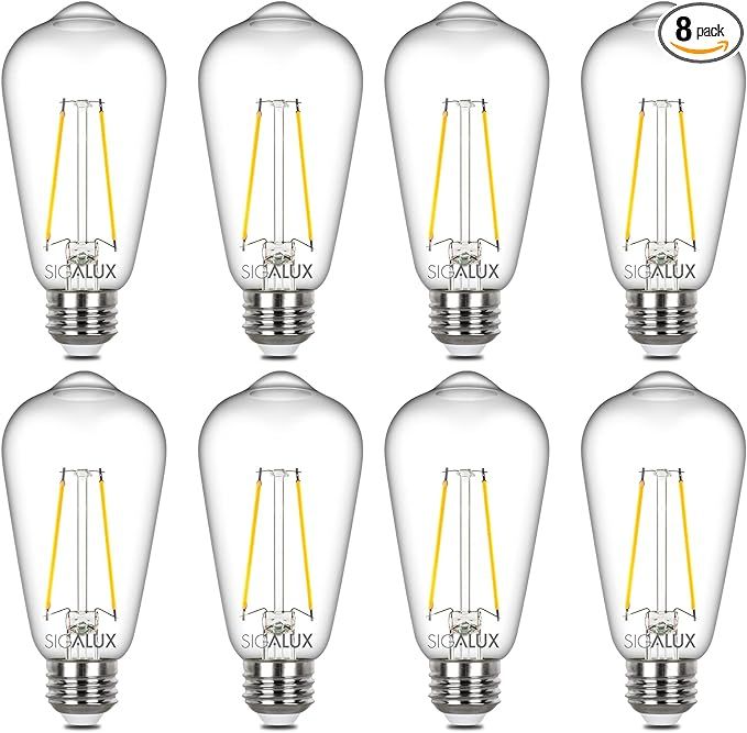 Sigalux Edison Bulbs, E26 LED Bulb ST58 Filament Clear Non-Dimmable Vintage Light Bulbs 40W Equiv... | Amazon (US)