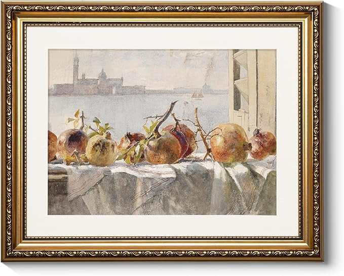 ARPEOTCY Gold Framed Pomegranates Wall Art, Living Room Bedroom Fruit Pictures Wall Decor, Farmho... | Amazon (US)