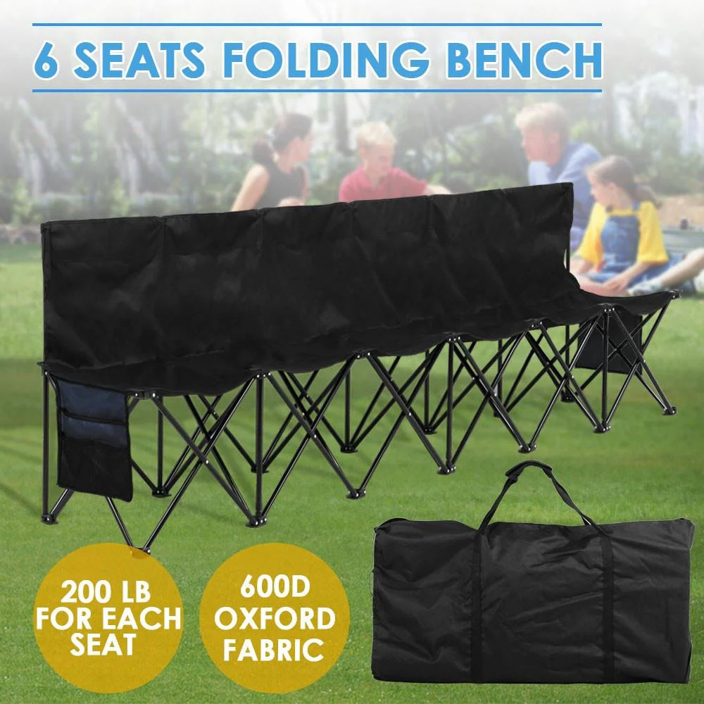 Easyfashion Portable Outdoor Folding 6 Person Bench, Black | Walmart (US)