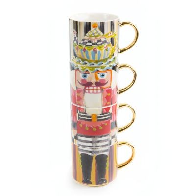 MacKenzie-Childs Nutcracker Mug Tower - Set of 4 | MacKenzie-Childs