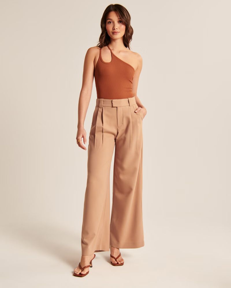 Women's Tailored Relaxed Ultra-Wide Leg Pants | Women's Matching Sets | Abercrombie.com | Abercrombie & Fitch (US)