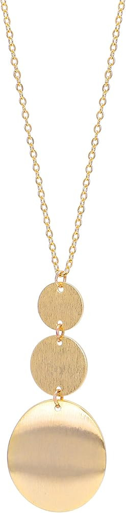 Long Disc Pendant Necklace for Women 18K Gold Plated Sweater Chain Fashion Jewelry | Amazon (US)