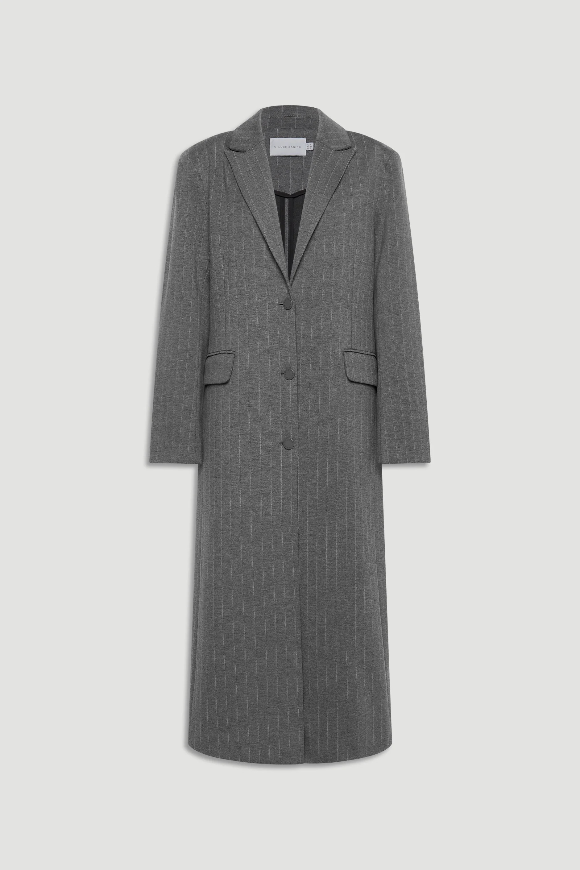 D-Luxe Pinstripe Blazer Coat - Charcoal | DECJUBA