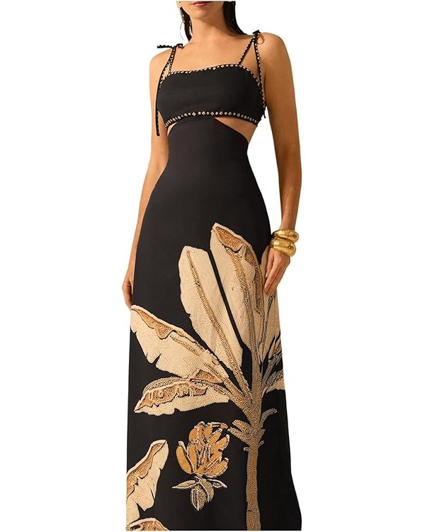 SOLY HUX Women's Summer Maxi Dress Boho Print Tie Shoulder Spaghetti Strap Cut Out Tie Back Cami ... | Amazon (US)