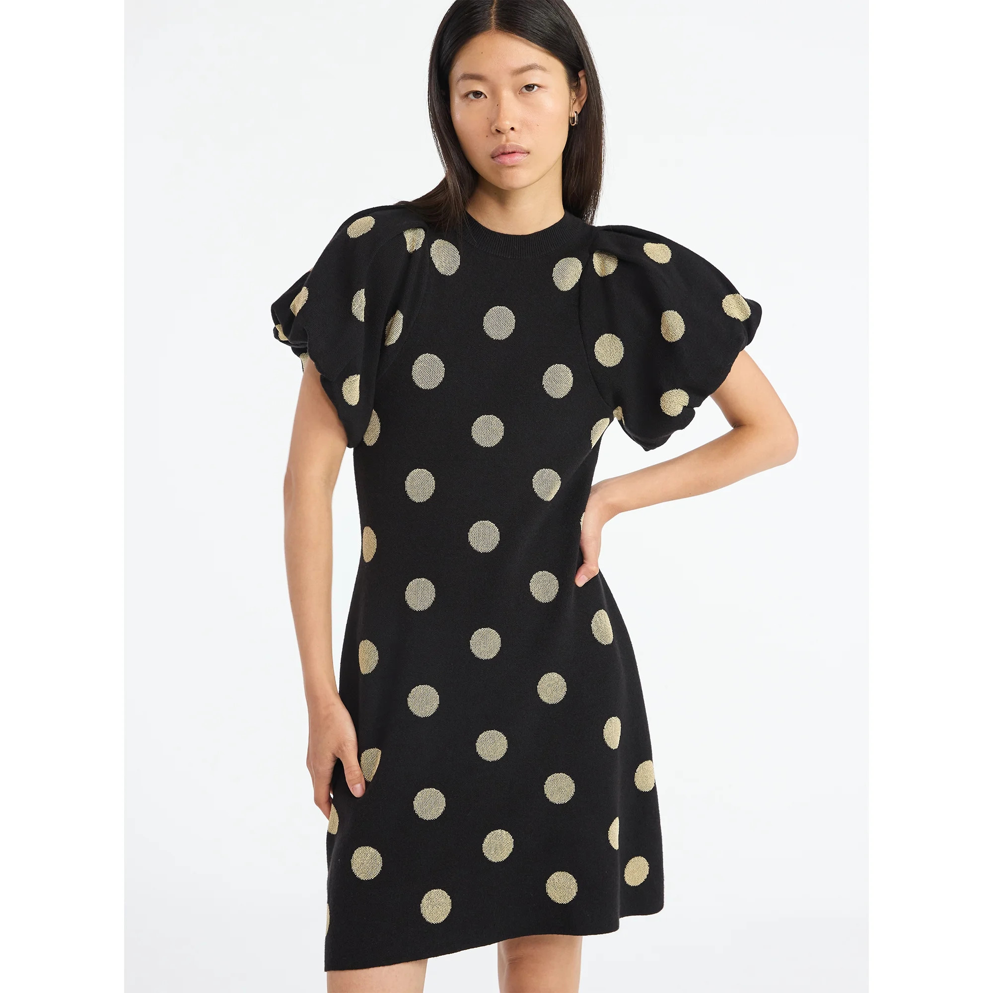 Scoop Women's and Women's Plus Sweater Dress with Puff Sleeves, Sizes XS-4X | Walmart (US)