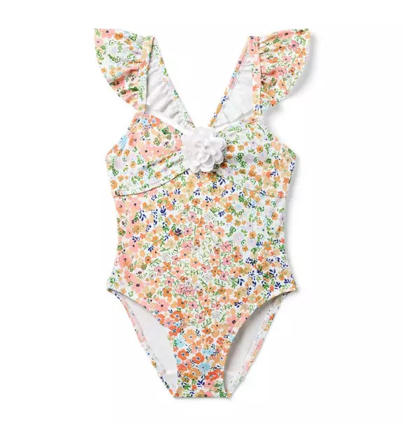 Recycled Floral Ruffle Rosette Swimsuit | Janie and Jack