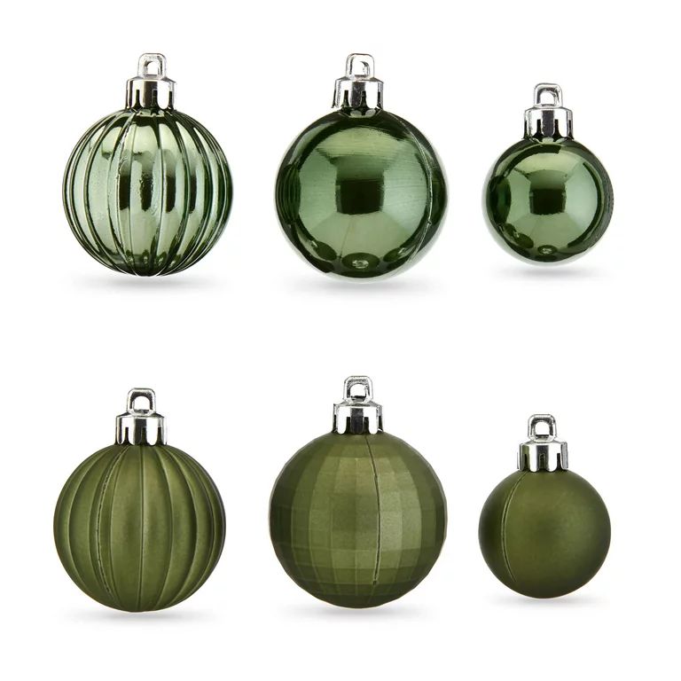 Holiday Time Green Shatterproof Mini Christmas Ornaments, 20 Count - Walmart.com | Walmart (US)