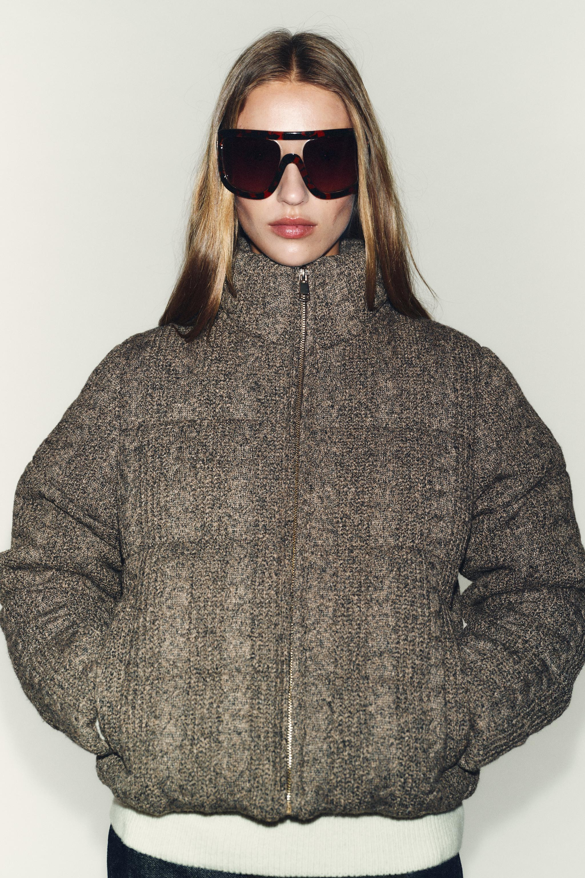 THERMAL INSULATED CABLE KNIT PADDED BOMBER ANORAK | Zara US