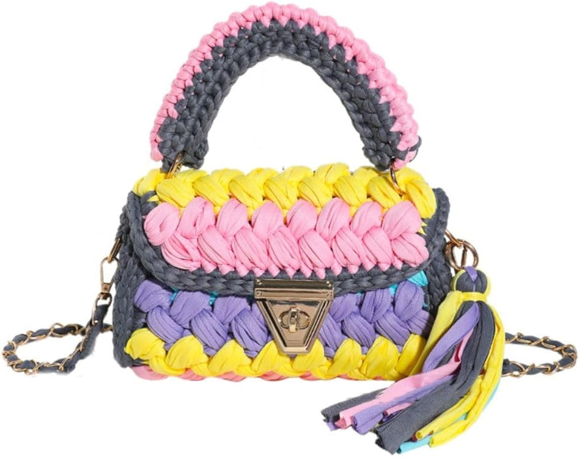 Handmade Crochet Wedding Party Purse Crossbody Bags for Women Shoulder Bag Clutch Flap Evening Ba... | Amazon (US)