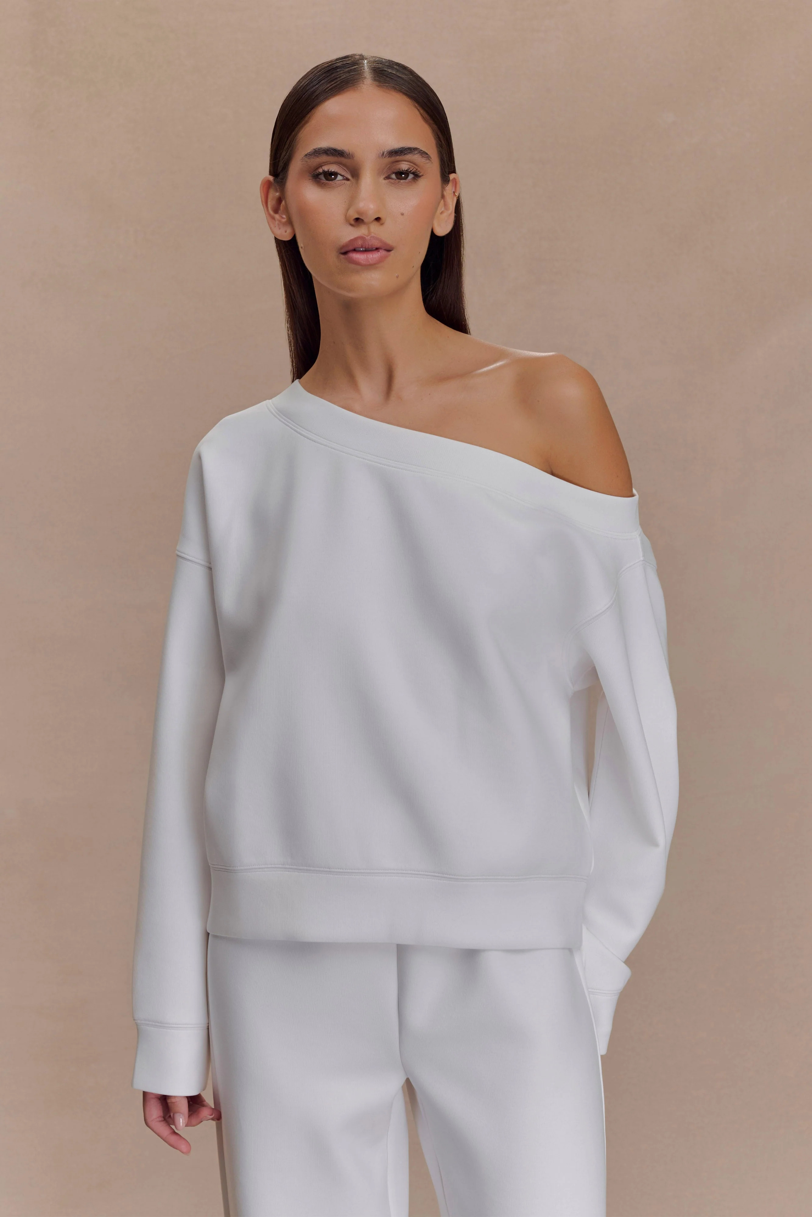 Aiden Slouchy Crew Jumper - Ivory | MESHKI US