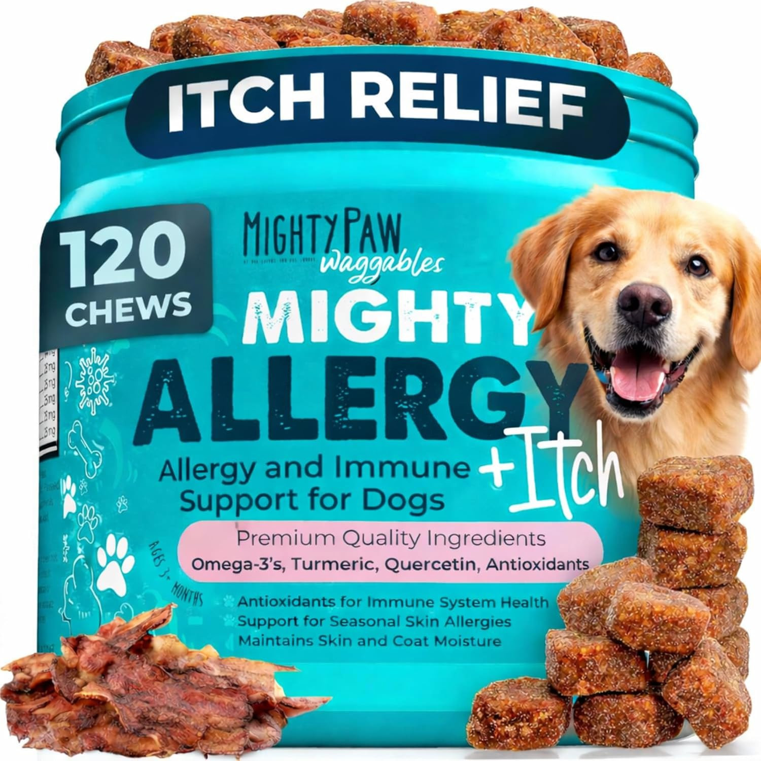 Mighty Paw Dog Allergy Chews, Itch Relief & Immune Support, 120ct | Amazon (US)