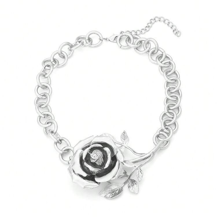 1pc Fashion Banquet Dress Necklace, Simple Geometric Floral Metal Necklace Accessory | SHEIN