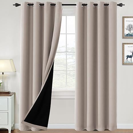 100% Blackout Curtains for Bedroom Thermal Insulated Blackout Curtains 84 inch Length Heat and Fu... | Amazon (US)