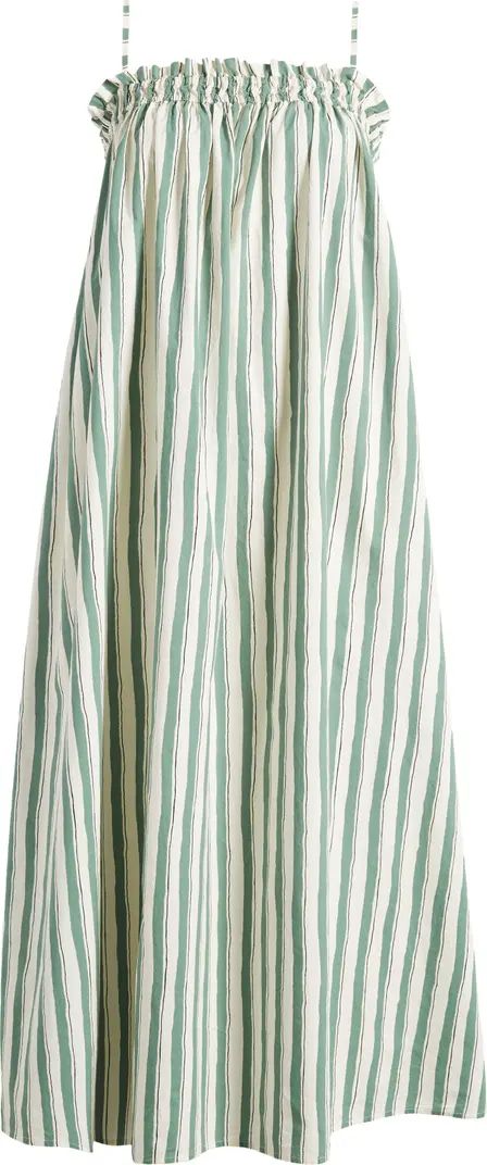 Stripe Ruffle Cotton Poplin A-Line Dress | Nordstrom