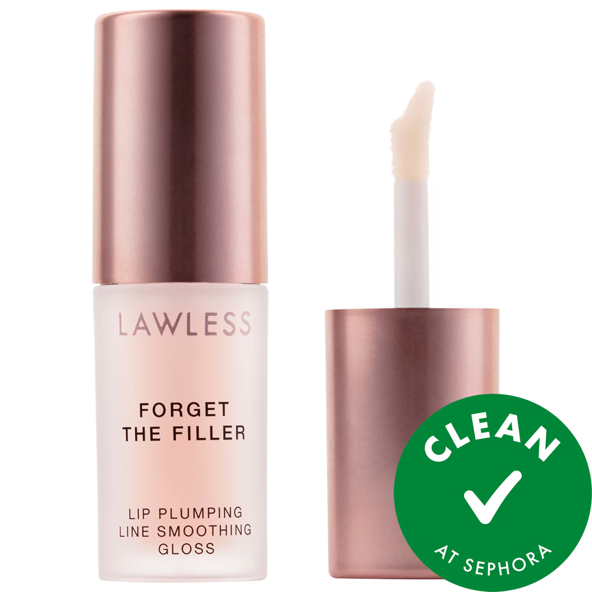 LAWLESS Mini Forget The Filler Lip Plumper Line Smoothing Gloss Rosy Outlook 0.05 oz / 1.7 mL | Sephora (US)