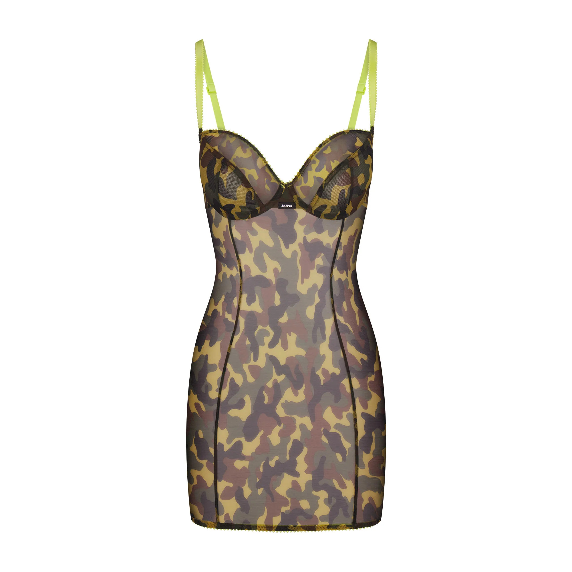 ULTRA FINE MESH PICOT MINI DRESS | DAFFODIL CAMO | SKIMS (US)