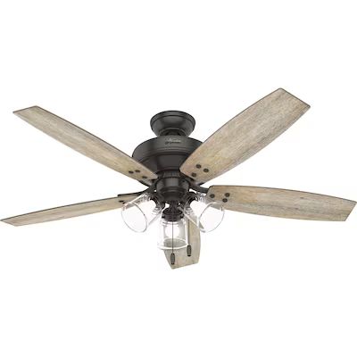 Hunter Hildebrand 52-in Noble Bronze LED Indoor Ceiling Fan with Light (5-Blade) Lowes.com | Lowe's