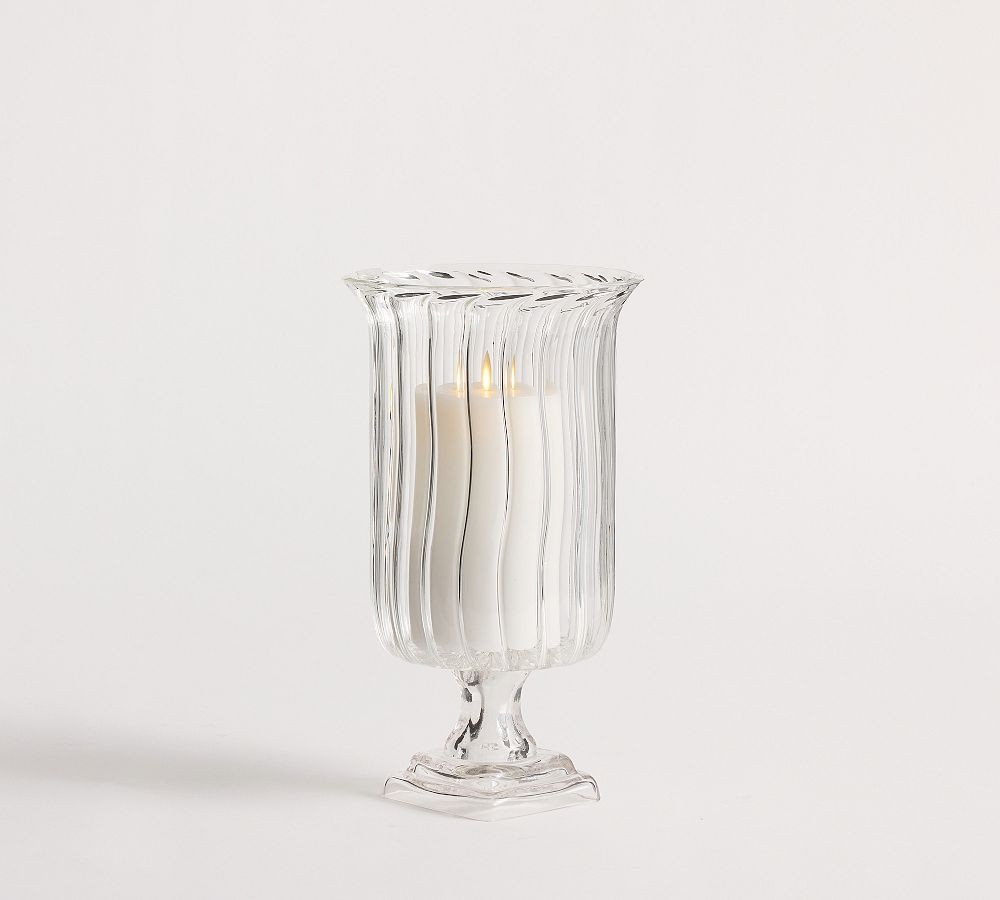 Fluted Glass Hurricane Candle Holder | Pottery Barn (US)