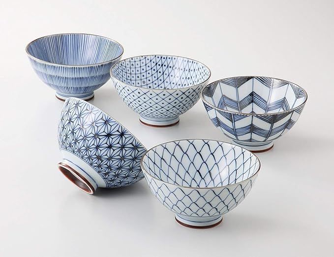 Saikai Pottery Traiditional Japanese Rice Bowls (5 bowls set) 19541 [UJC Mart Japan Original Pack... | Amazon (US)