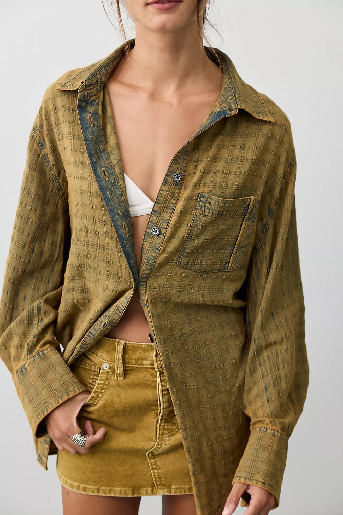 We The Free Sabine Indigo Dobby Button Down | Free People (Global - UK&FR Excluded)