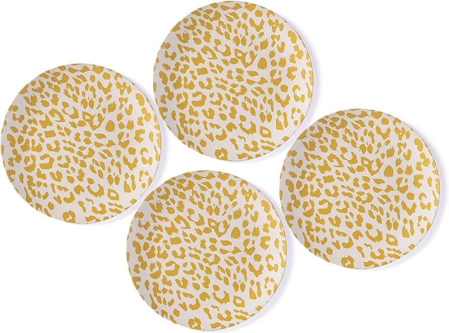 Shiraleah Ainsley Set Of 4 Yellow Animal Print Melamine Dinner Plates | Amazon (US)