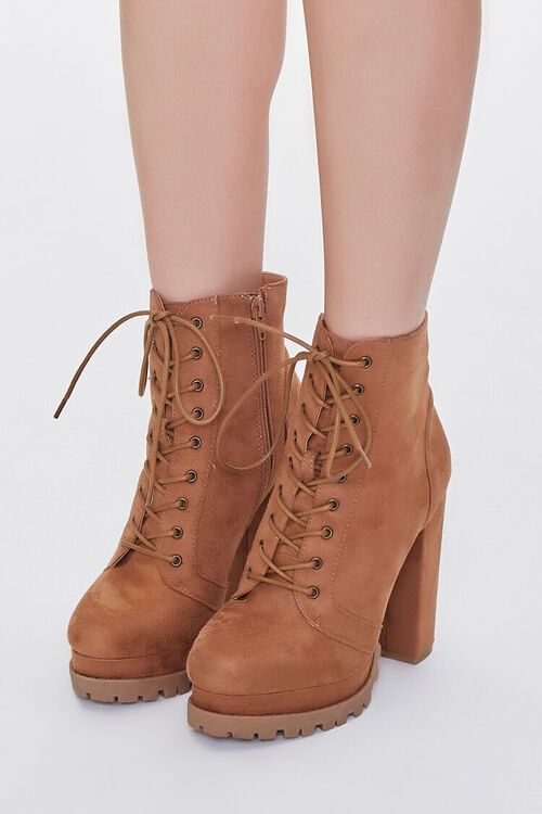 Faux Suede Lace-Up Booties | Forever 21 (US)