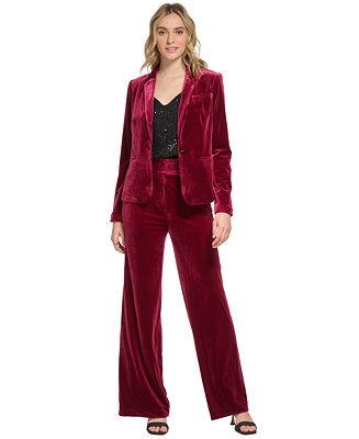 Calvin Klein Velvet Blazer, Wide Leg Pant & Sequin Cami & Reviews - Wear to Work - Women - Macy's | Macys (US)