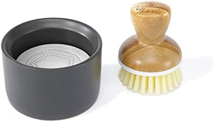 Full Circle Bubble Up Ceramic Soap Dispenser & Bamboo Dish Brush, White/Gray | Amazon (US)
