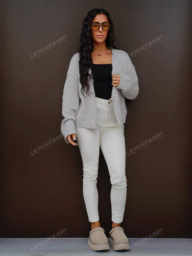 SAYEHFBABY One Button Knit Cardigan Spring Y2K 90's Casual Cute Oversized Airport Holiday Fall Ba... | SHEIN