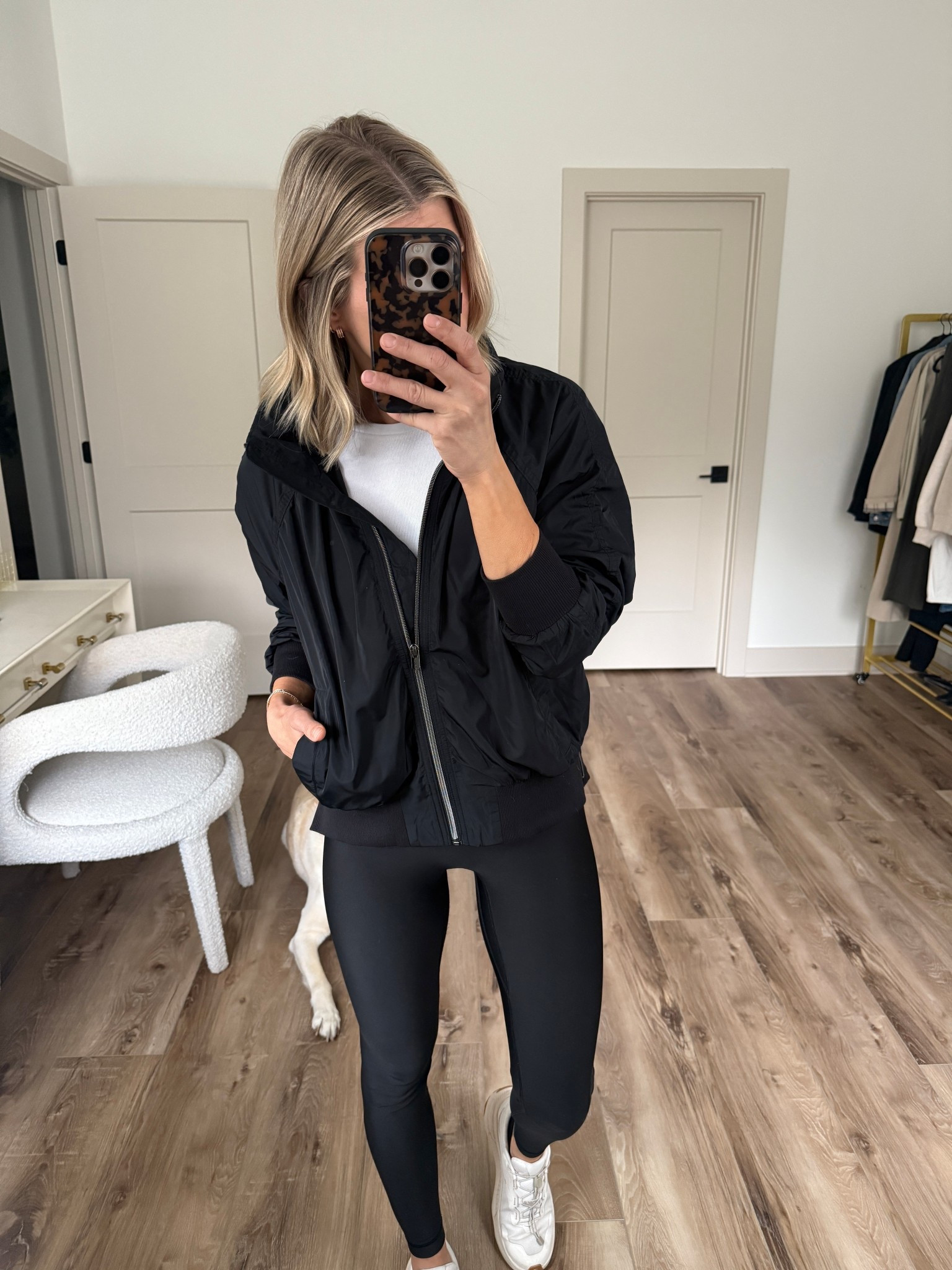 Wearing 2 leggings, snall sports bra, medium tee, small jacket, sneakers tts

#LTKActive #LTKOver40