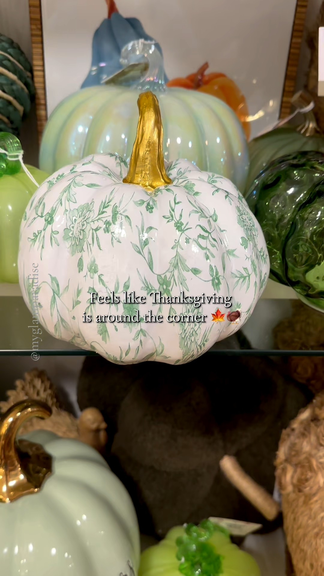 These little glass pumpkins are telling me to start planning my tablescape already 🧡💚🤎 Great home decor finds from Homegoods. Linking similar finds. #thanksgivingtable #thanksgivingdecor #thanksgiving2025 

#LTKHome #LTKSeasonal #LTKCyberWeek